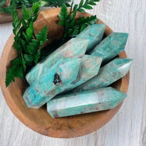 🔮2.5-3inch Amazonite with Smoky Quartz Point